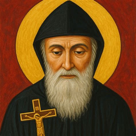 Rappresentazione pittorica di San Charbel da giovane, forse come pastore o novizio