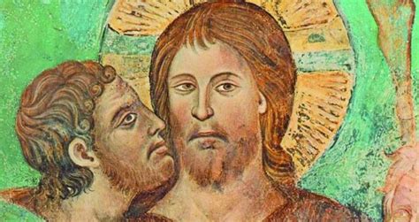 rappresentazione iconografica di Giuda Iscariota con il sacchetto di monete