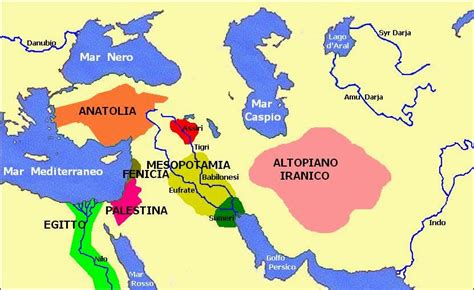 Mappa dell'antico Vicino Oriente con le rotte dell'esilio babilonese
