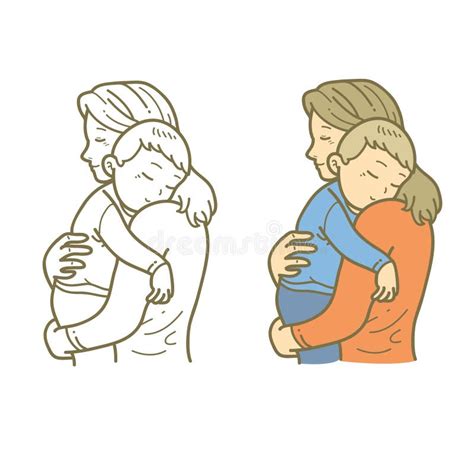 Illustrazione di una madre che abbraccia teneramente il suo bambino
