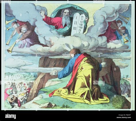 Raffigurazione di Mosè che riceve i Dieci Comandamenti sul Monte Sinai.