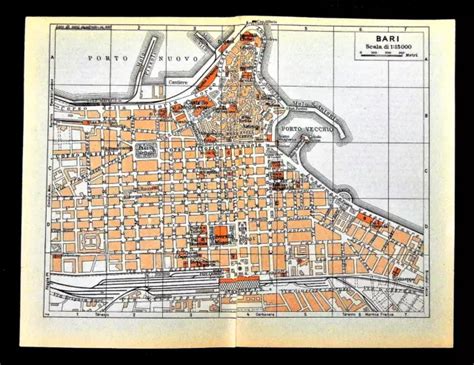 Mappa del centro urbano di Bari con evidenziazione delle zone commerciali e direzionali