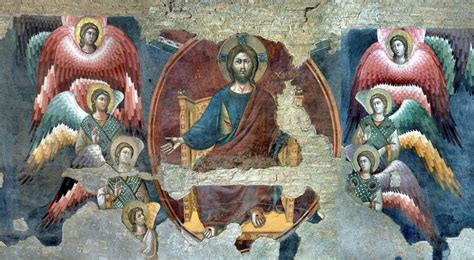 Veduta d'insieme della controfacciata con l'affresco del Giudizio Universale di Pietro Cavallini