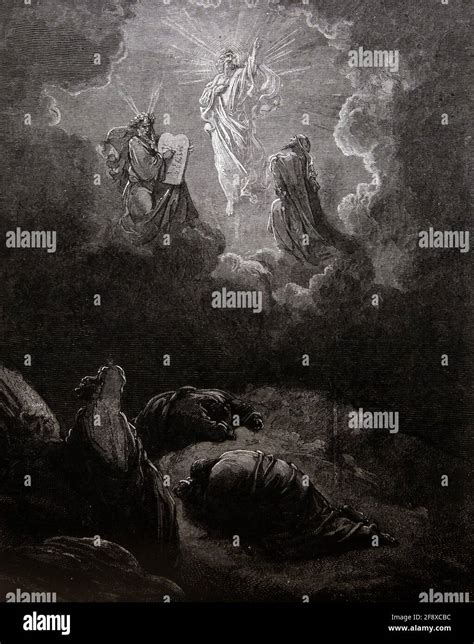 Illustrazione della Trasfigurazione con Gesù, Mosè ed Elia sul monte