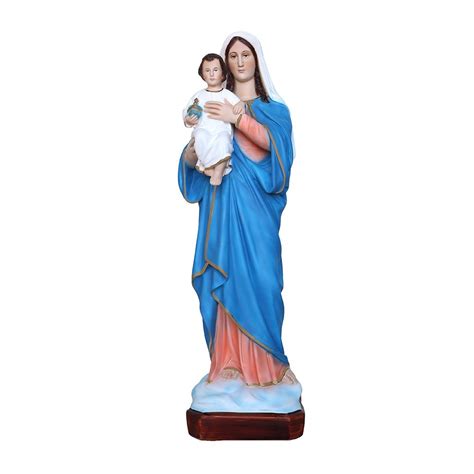 Statua della Madonna con Bambino in vetroresina dipinta a mano