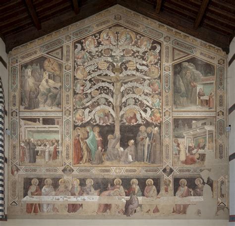Veduta d'insieme del grande affresco di Taddeo Gaddi nel refettorio di Santa Croce a Firenze