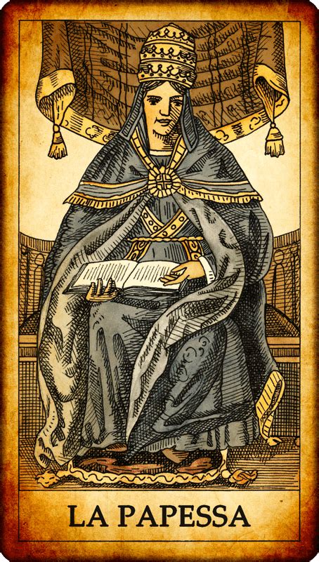 Illustrazione delle carte L'Eremita e La Papessa dei Tarocchi, con enfasi sull'introspezione e la saggezza interiore