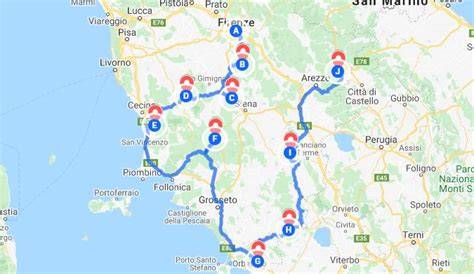 Mappa dei principali borghi liguri che ospitano l'Infiorata: Imperia, Diano Marina, Pietra Ligure, Riva Ligure, Bordighera e Sassello.