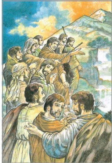 rappresentazione dell'Ascensione di Gesù, con i discepoli che guardano verso il cielo
