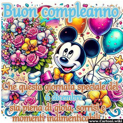 Biglietto d'auguri animato con Topolino che offre fiori e palloncini per l'onomastico di Ilaria