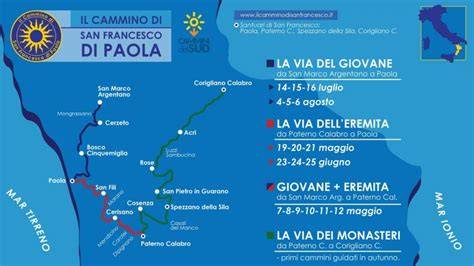 Mappa del percorso di pellegrinaggio che collega la Sardegna alla Puglia e ai luoghi di San Pio