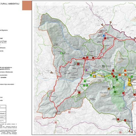 Mappa del territorio di Lula con evidenziate le aree del Parco Geominerario.