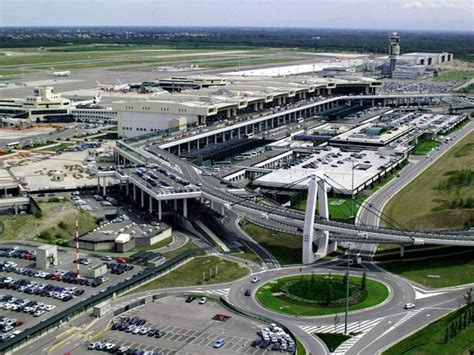vista aerea dell'aeroporto di Malpensa con indicazioni per i terminal