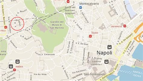 Mappa dell'area di Via Parroco Simeoli a Napoli con l'indicazione della sede postale