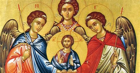 Rappresentazione iconografica classica dei tre Arcangeli: Michele, Gabriele e Raffaele