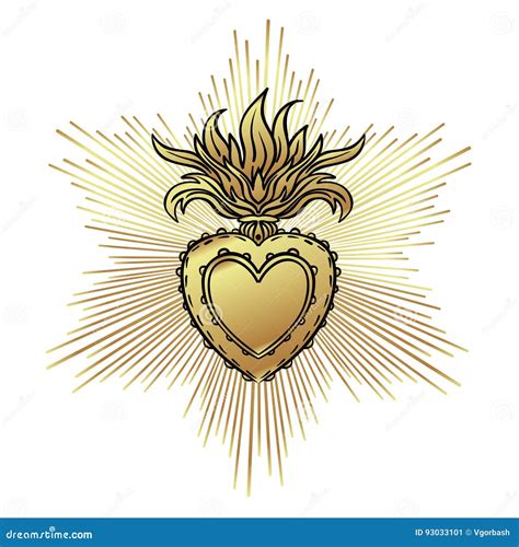 Illustrazione del Sacro Cuore di Gesù con raggi di luce dorata