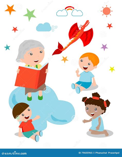 illustrazione di bambini che ascoltano un racconto sulla Pentecoste