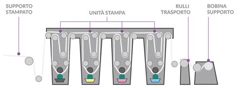 Schema grafico che illustra il processo di stampa: dalla fusione dei caratteri in lega di piombo alla pressa tipografica
