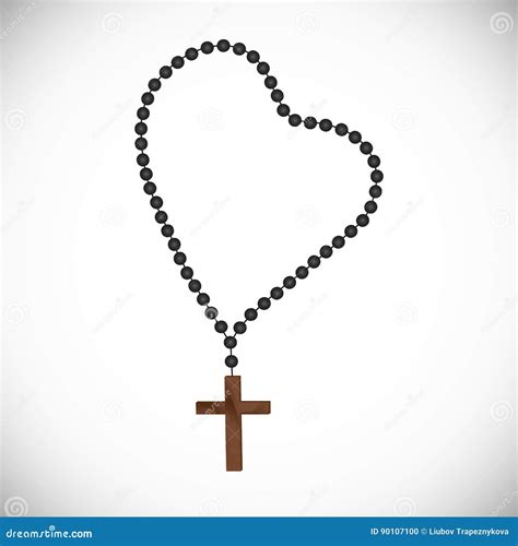 Illustrazione antica di un rosario, possibilmente in legno o con perle semplici.