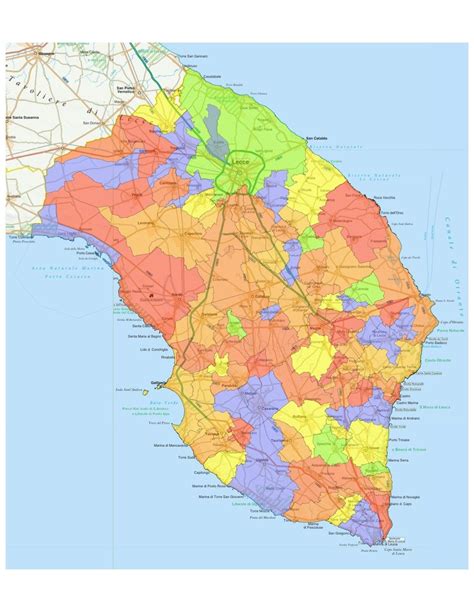 Mappa della provincia di Lecce che evidenzia le aree ideali per ricevimenti e ristorazione