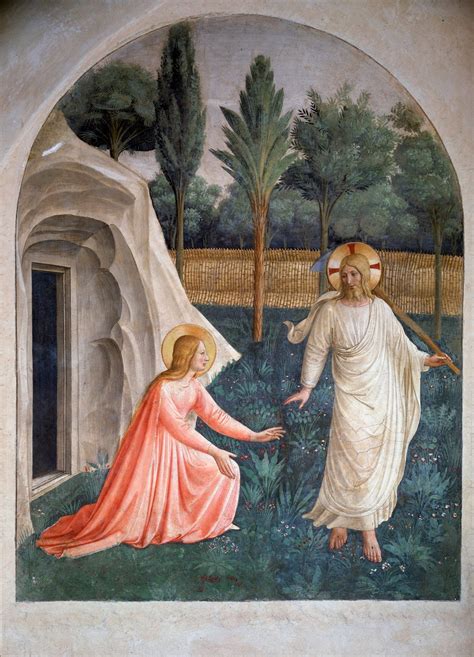 Rappresentazione artistica del Noli me tangere: l'incontro tra Maria Maddalena e Gesù Risorto nel giardino del sepolcro