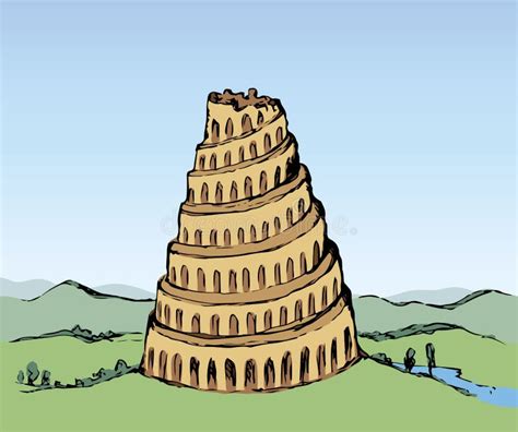 Illustrazione artistica della Torre di Babele con le lingue confuse