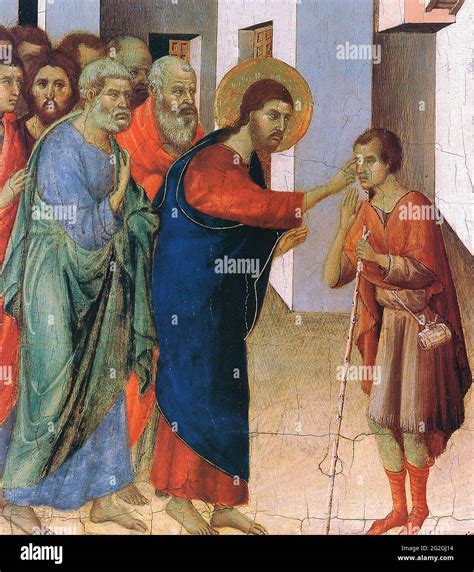 scena biblica della guarigione del cieco Bartimeo da parte di Gesù