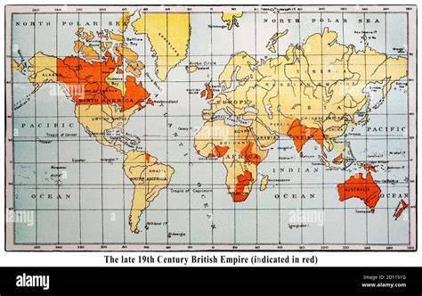 Mappa dell'Impero Britannico all'apice dell'epoca Vittoriana