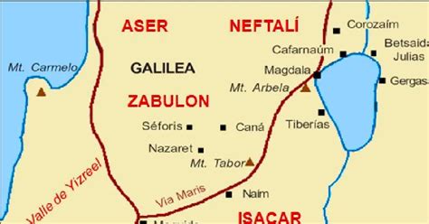 Mappa delle regioni bibliche di Zabulon e Neftali