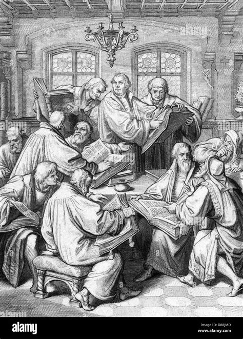 Illustrazione di Martin Lutero che traduce la Bibbia in tedesco