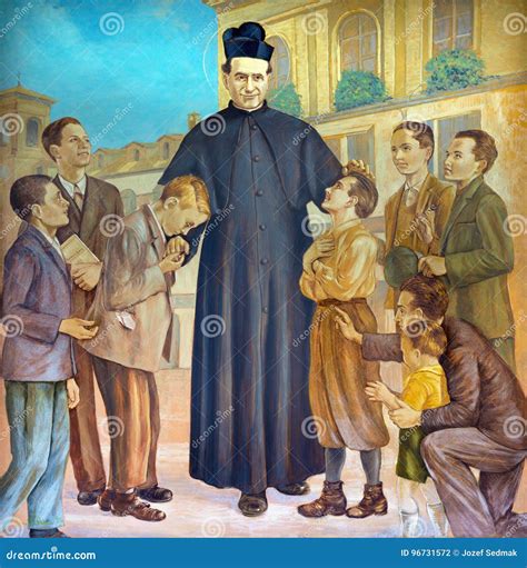 Immagine di San Giovanni Bosco con i suoi ragazzi