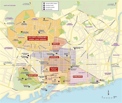 Mappa di Barcellona nel XIV secolo con il quartiere della Ribera e la Cattedrale di Santa Maria del Mar in evidenza