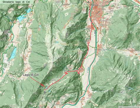 Mappa stilizzata dell'itinerario ad anello del Lago di Cei
