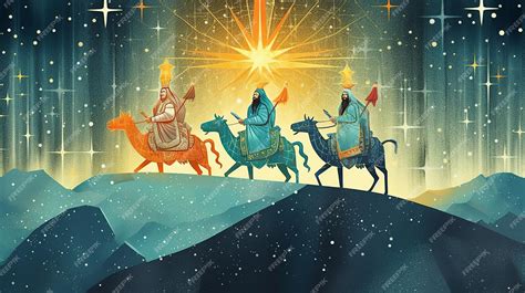 Illustrazione antica dei tre Re Magi, Caspar, Melchior e Balthasar, con i loro doni