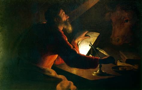 Ritratto di San Luca evangelista che scrive il Vangelo