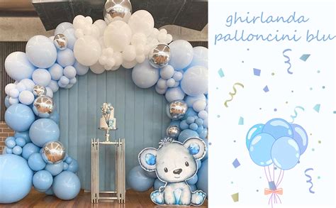 Arco di palloncini per battesimo in tonalità pastello