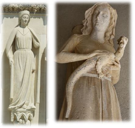Scultura della donna con drago sul transetto Nord della Cattedrale di Reims