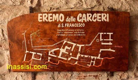 Mappa storica dell'Eremo delle Carceri con indicazione delle grotte principali