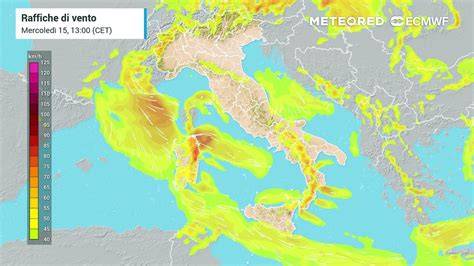 Mappa delle previsioni del vento e delle temperature per il weekend in Lombardia