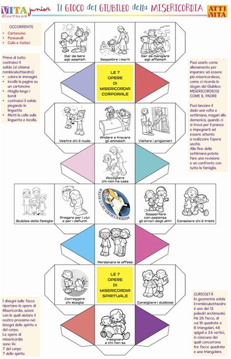 Tavola illustrativa con giochi e attività di catechismo
