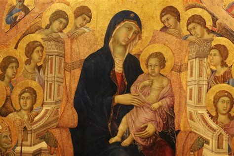 Dettaglio del dipinto di Duccio con i bambini e gli adulti