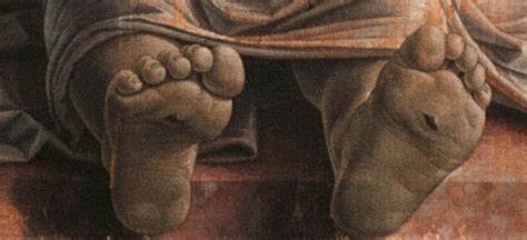 Dettaglio dei piedi del Cristo Morto di Mantegna