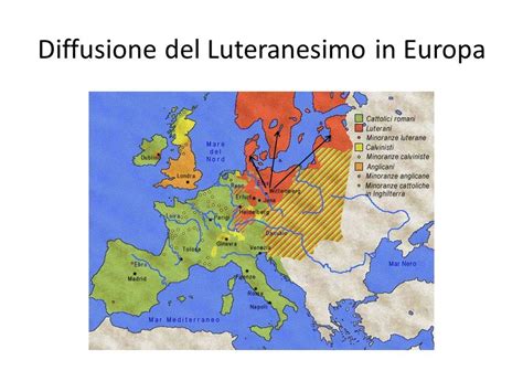 mappa dell'Europa con la diffusione del luteranesimo