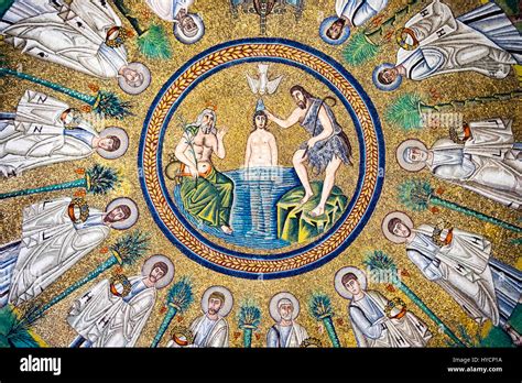 Dettaglio del mosaico del Battesimo nel Giordano e della Discesa agli inferi