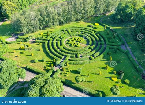 Mappa o vista aerea del labirinto di siepi nel parco di Villa Pisani