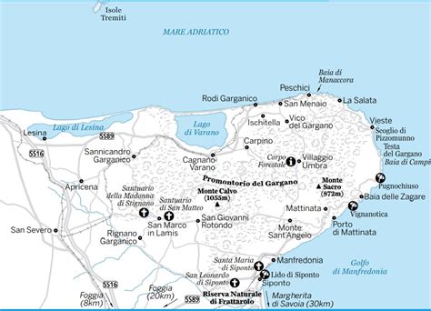 Mappa del territorio del Gargano con indicazione della posizione geografica dell'azienda.