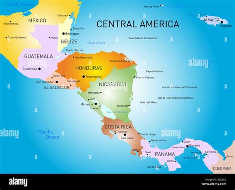 Mappa dell'America Centrale che evidenzia il Messico e i paesi circostanti.