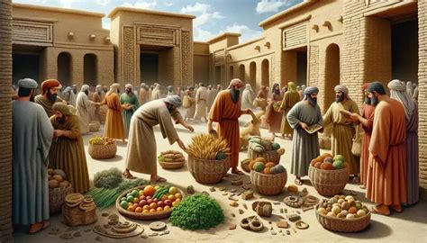 Scena di contadini sumeri che consegnano i tributi al tempio