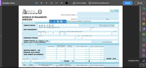 Schermata di un modulo digitale con campi da compilare e pulsanti di convalida