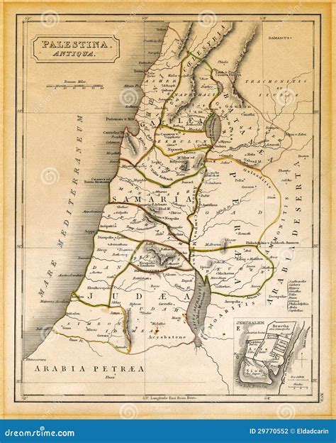 Mappa della Palestina antica che evidenzia la valle di Elah, Soco e Azeca, e la terra dei Filistei.